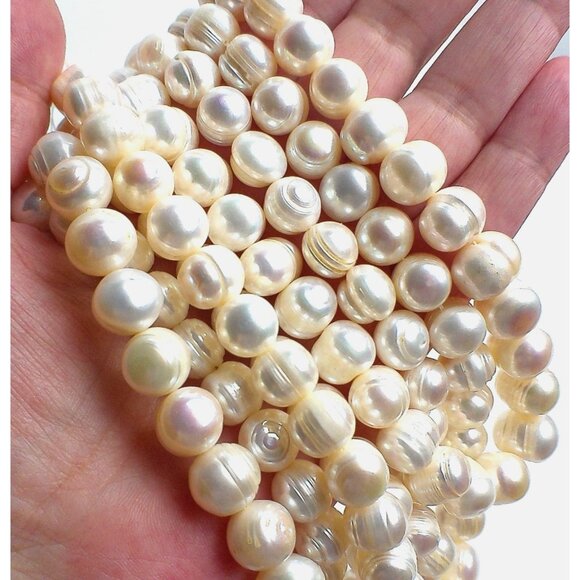 Vintage Baroque Freshwater White Pearl Bead Strand For Jewelry Making - Picture 1 of 5
